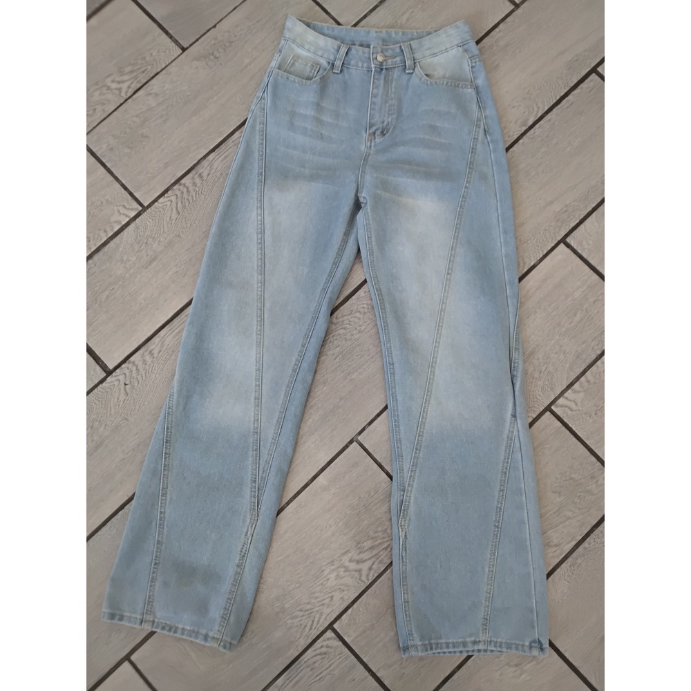 Lone Desert Boutique‎ Light Wash Wide Leg Seam Detail Jeans Size Small